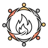 Logo Putovního mužského kruhu Blansko Brno - symbol ohně a mužského společenství